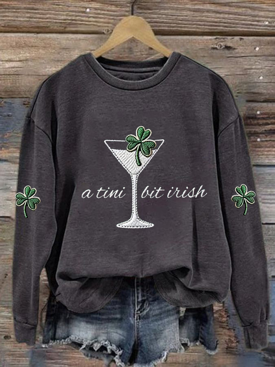Kvinnor St. Patrick's Day en Tini Bit Irish Shamrock Art Print Sweatshirt