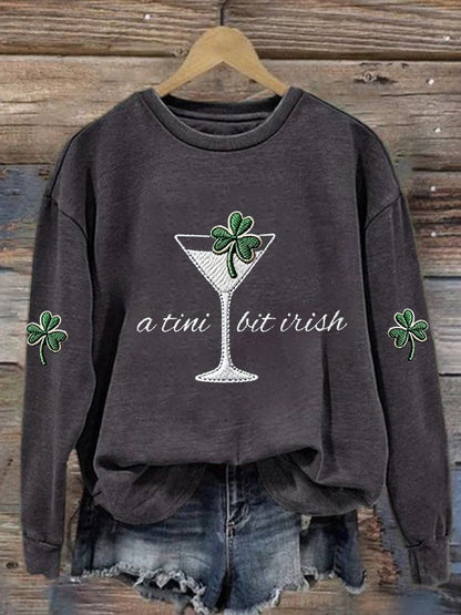 Kvinnor St. Patrick's Day en Tini Bit Irish Shamrock Art Print Sweatshirt