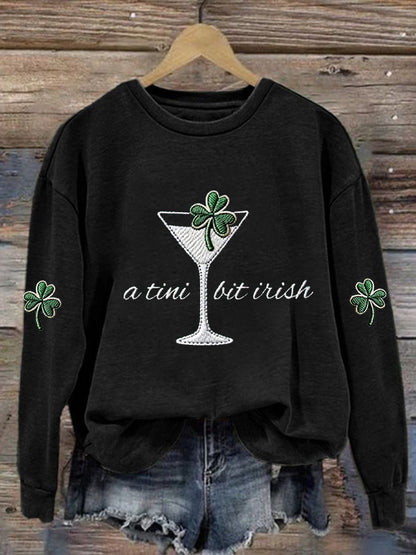 Kvinnor St. Patrick's Day en Tini Bit Irish Shamrock Art Print Sweatshirt