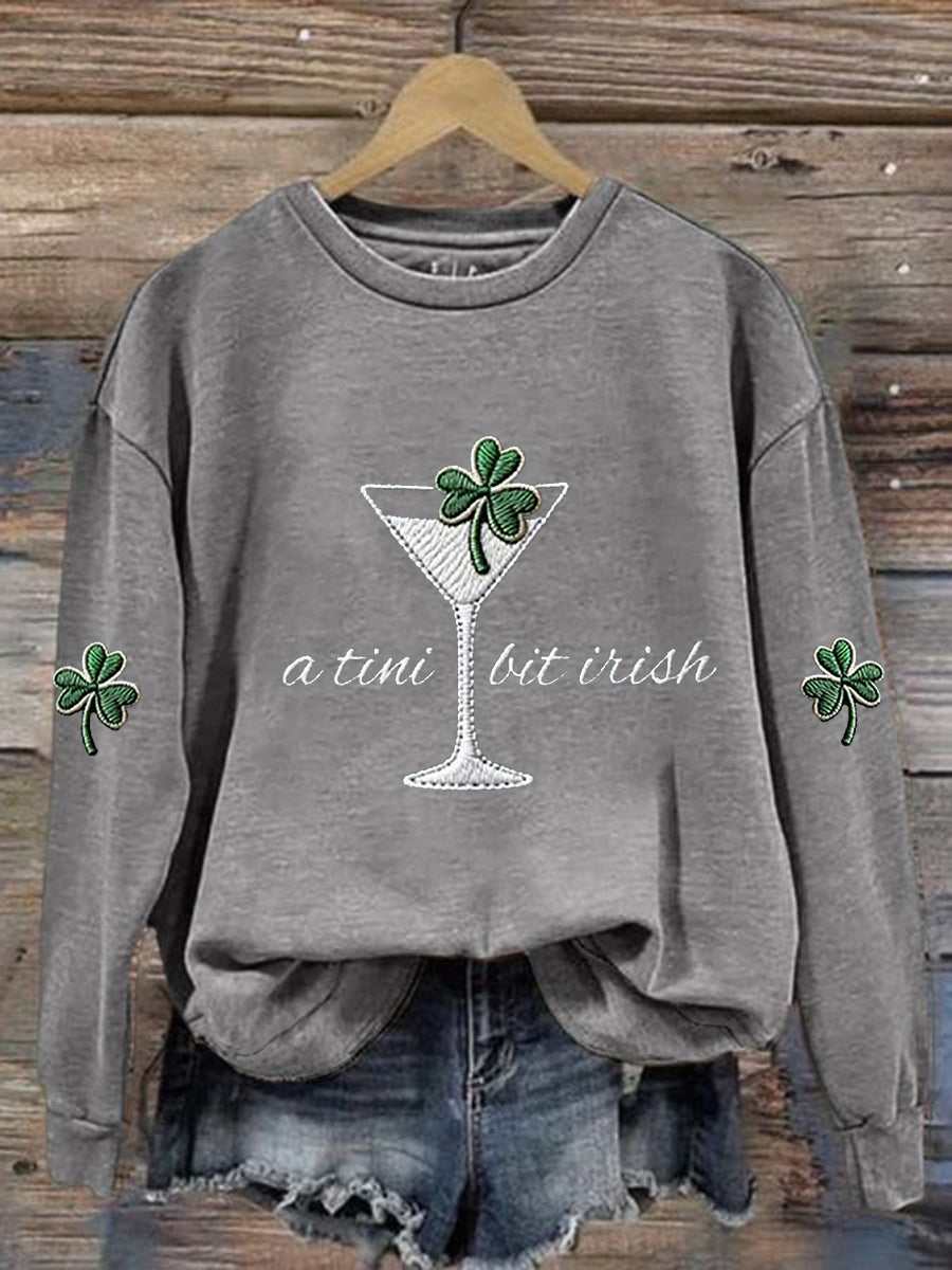 Kvinnor St. Patrick's Day en Tini Bit Irish Shamrock Art Print Sweatshirt