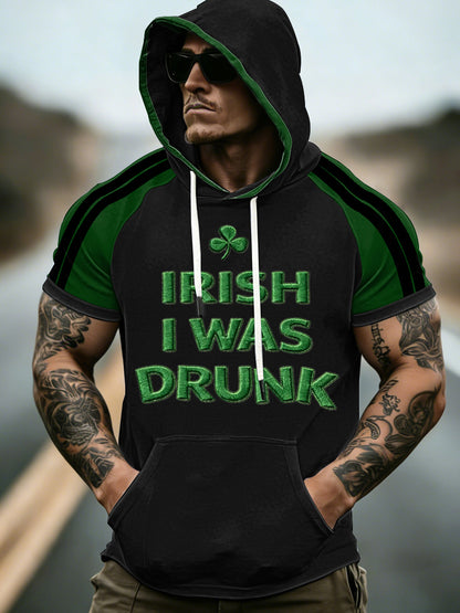 Mäns St. Patrick's Day korta ärmar huvad topp