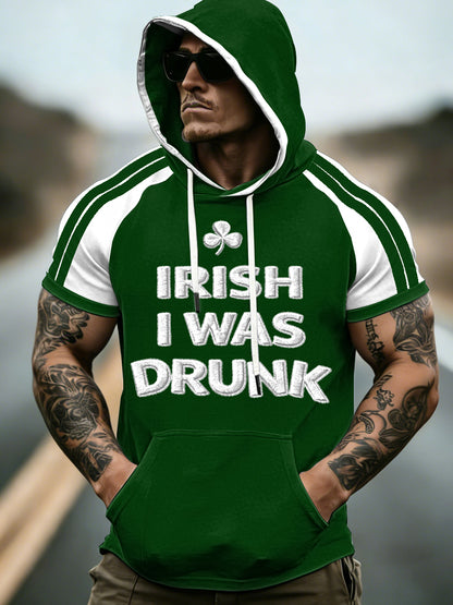 Mäns St. Patrick's Day korta ärmar huvad topp