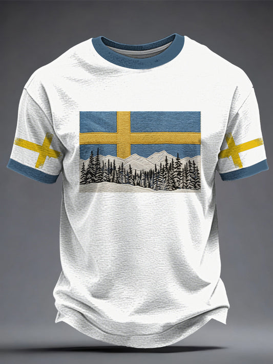 Mäns svenska flagga T-shirt