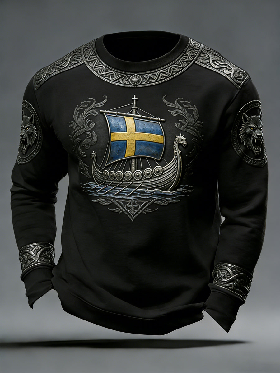 Mäns svenska vikinga-stil besättning nack Sweatshirt