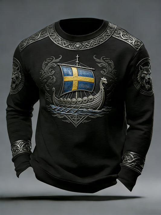 Mäns svenska vikinga-stil besättning nack Sweatshirt