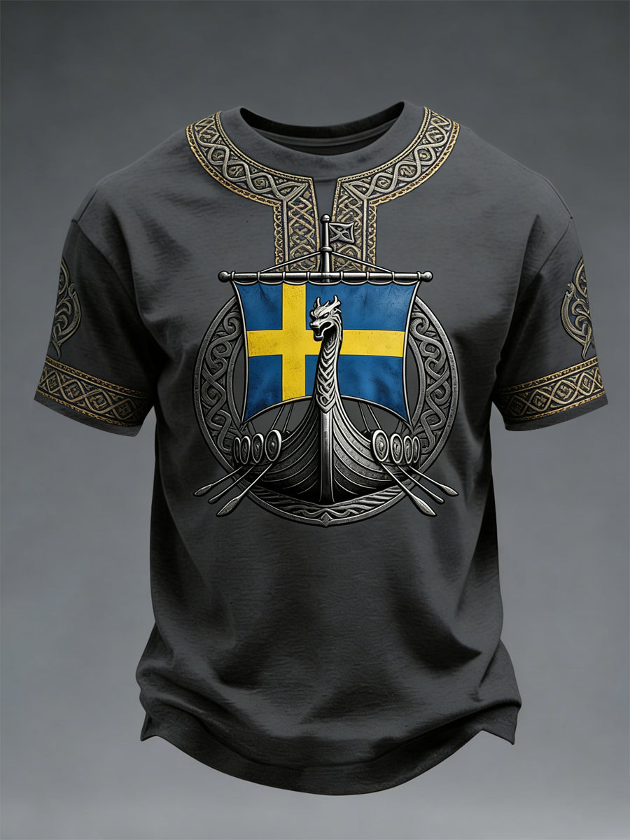 Herrens svenska Viking-stil T-shirt