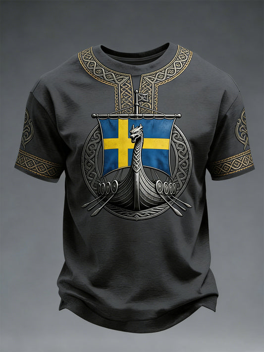 Herrens svenska Viking-stil T-shirt