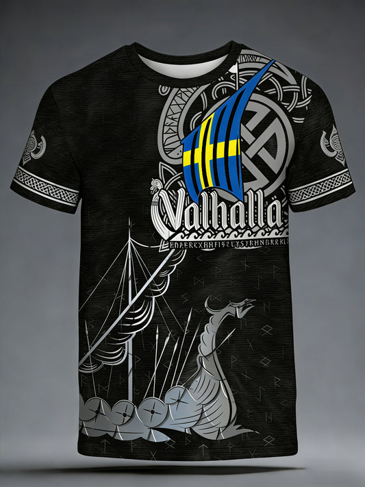 Herrtröja med svensk vikingamotiv och tryck