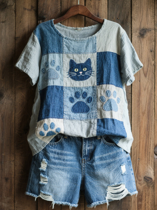 Kvinnors vackra katt mönster mönster konst topp