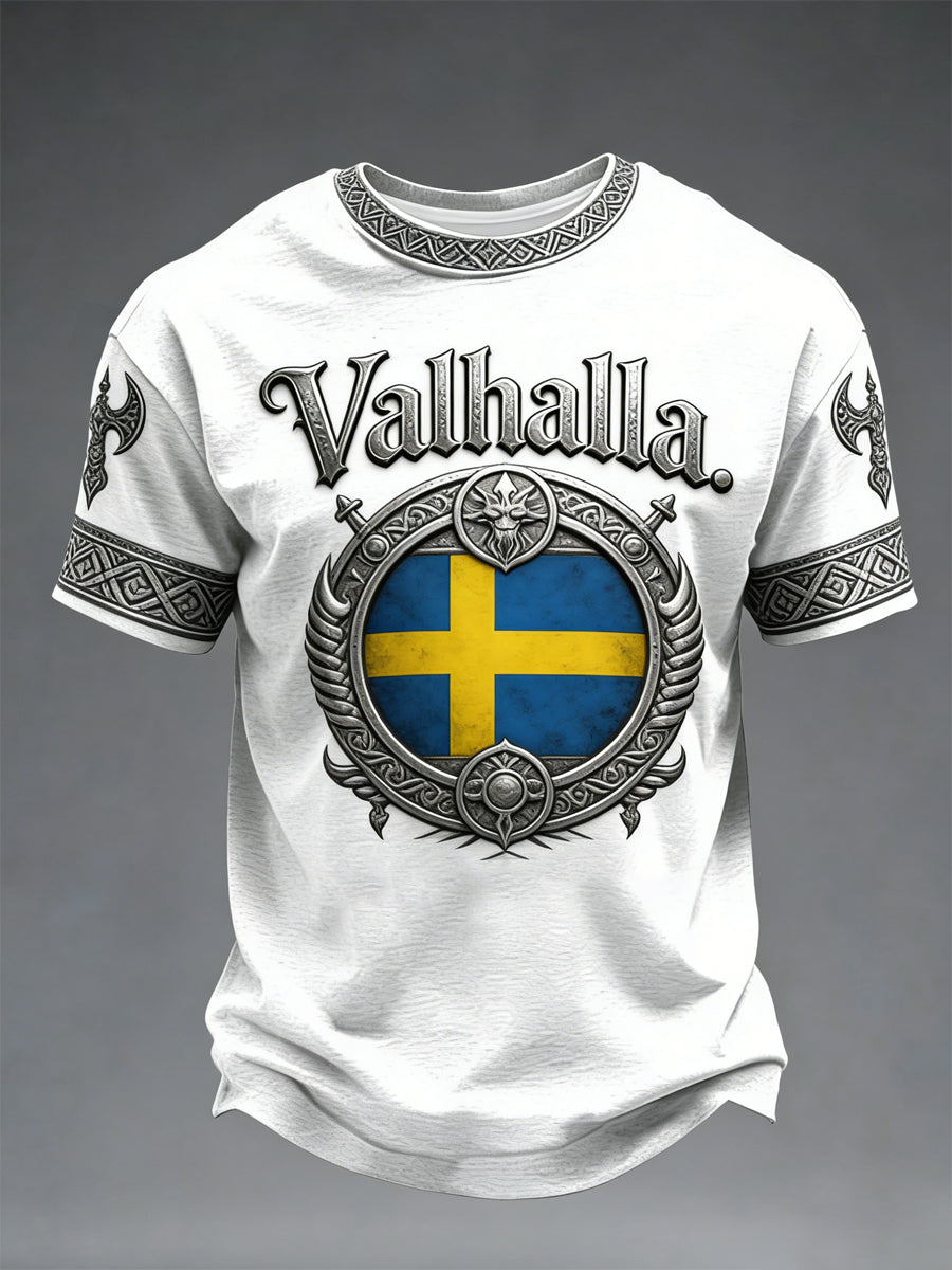 Herrens svenska Viking-stil Valhalla T-shirt