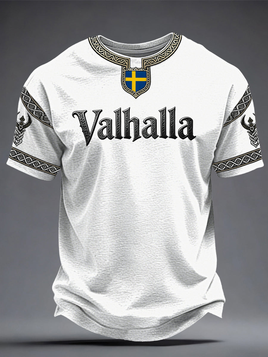 Herrtröja i svensk vikingastil med Valhalla-motiv