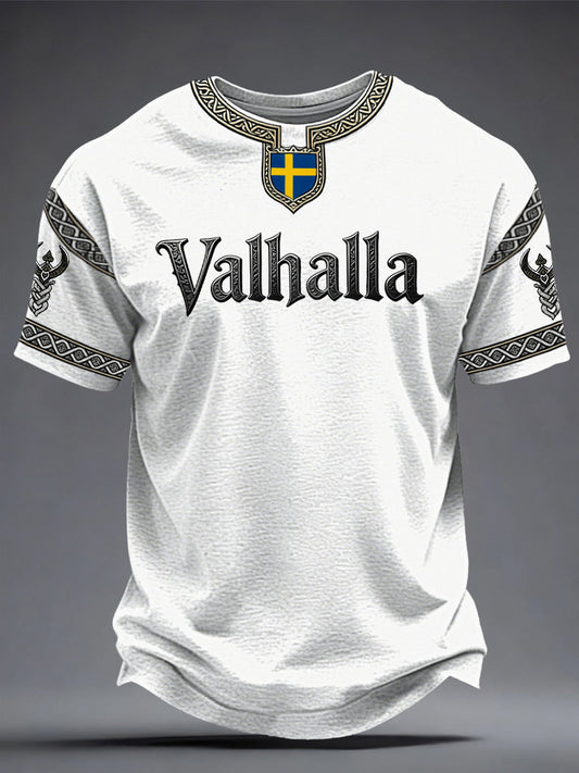 Herrtröja i svensk vikingastil med Valhalla-motiv