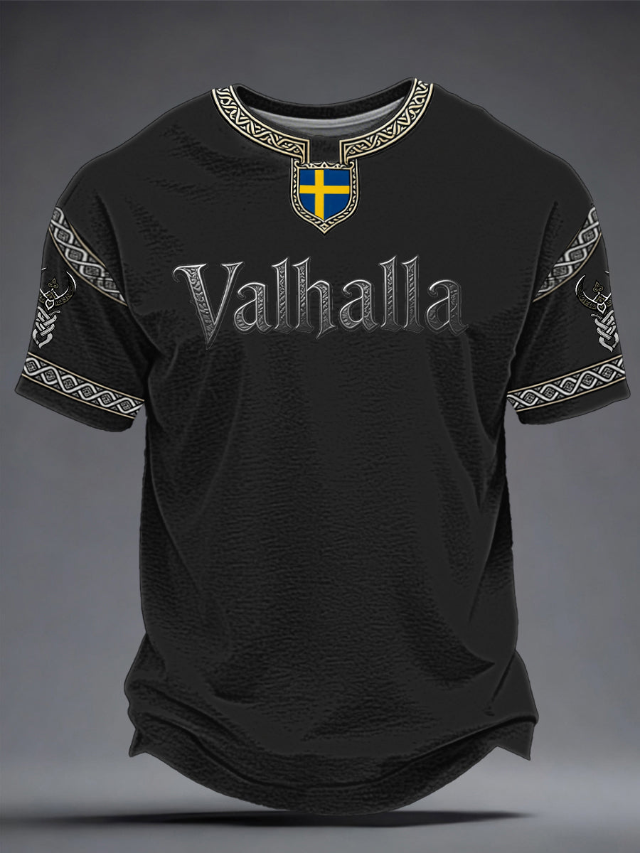 Herrtröja i svensk vikingastil med Valhalla-motiv
