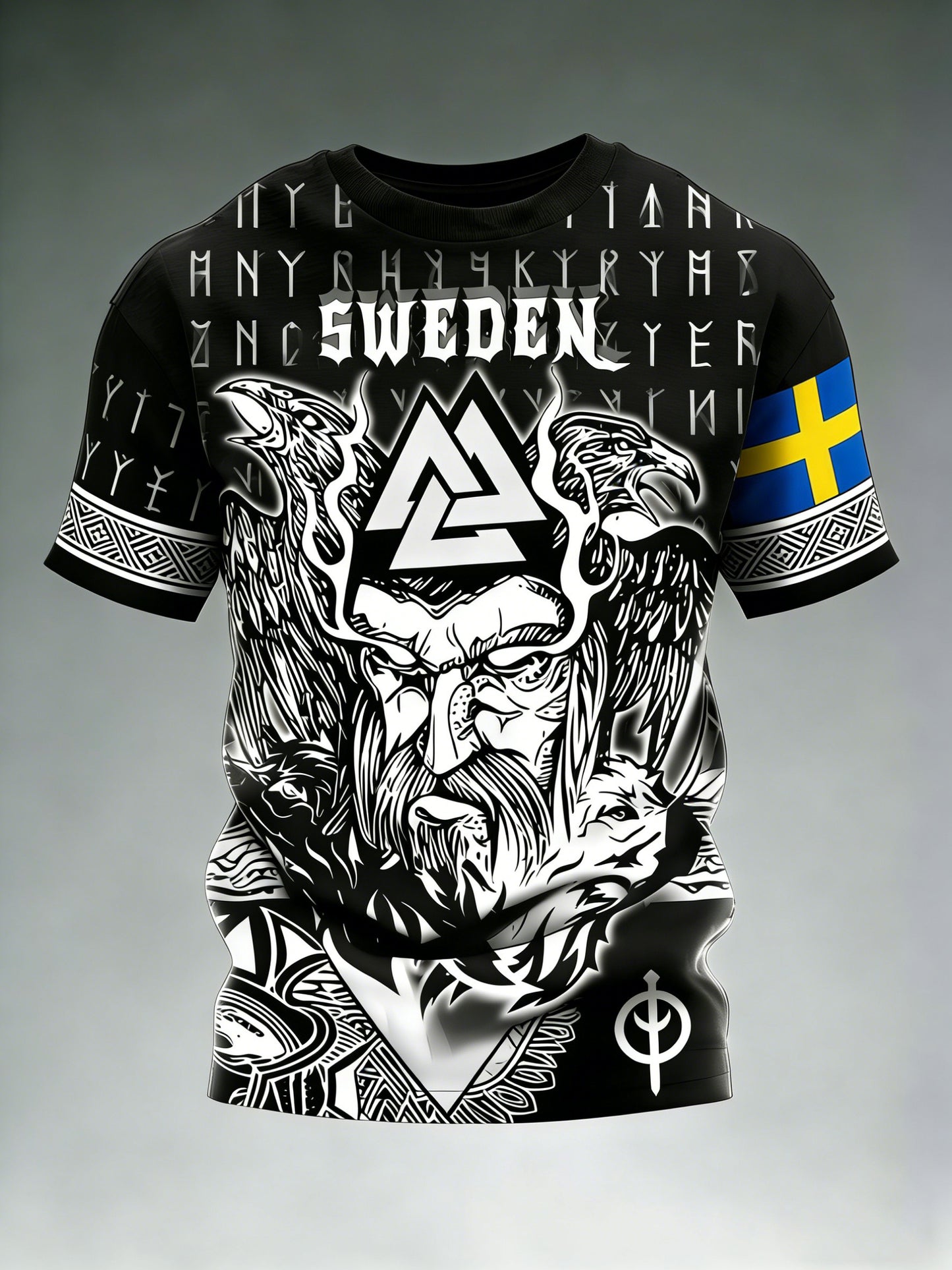 Mäns Viking Sverige Tryckt T-shirt