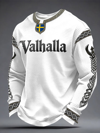 Herrtröja i vikingastil med Valhalla-mönster och våffelmönster