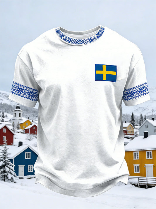 Mäns svenska flagga T-shirt
