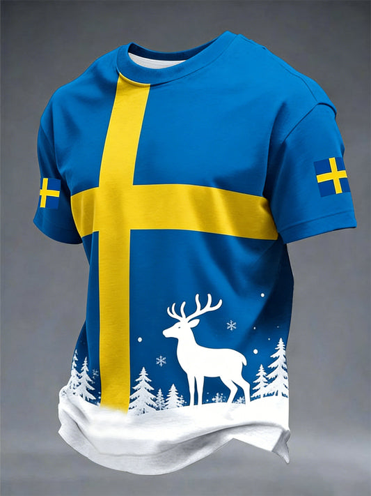 Herrtröja med svensk flagga påtryckt