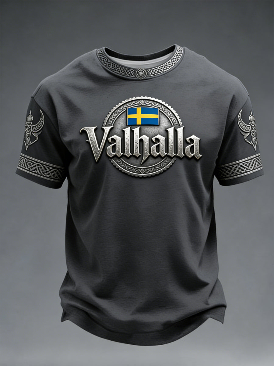 Herrens svenska Viking-stil Valhalla T-shirt