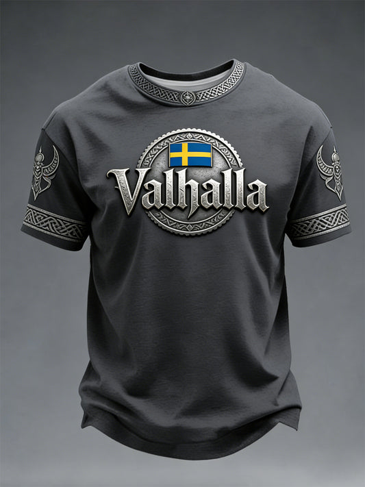 Herrens svenska Viking-stil Valhalla T-shirt
