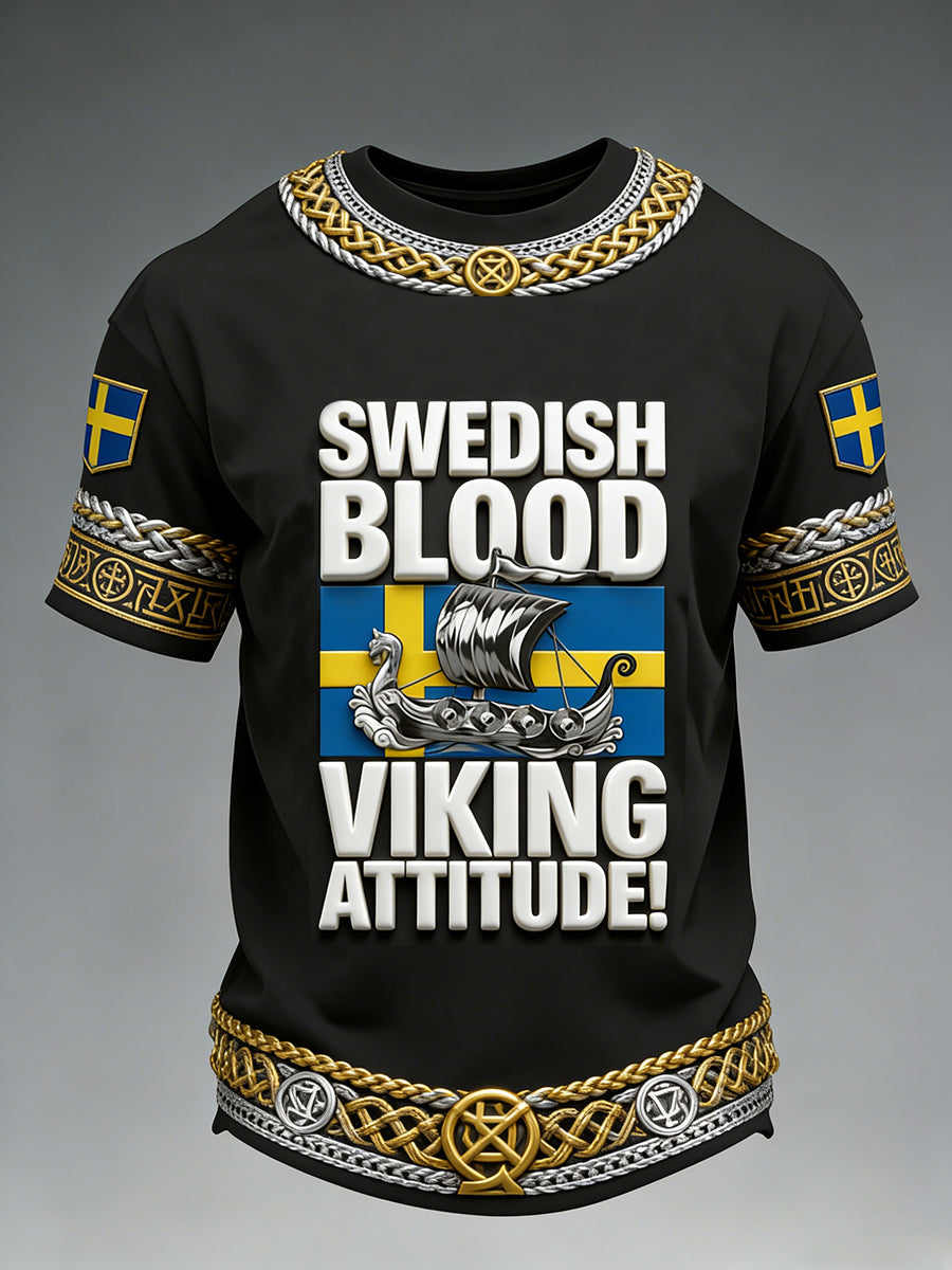 Herrens Sverige Viking Tryckt T-shirt