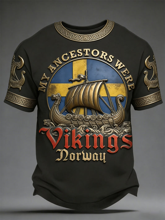 Herregenser med svensk vikingmotiv og trykk