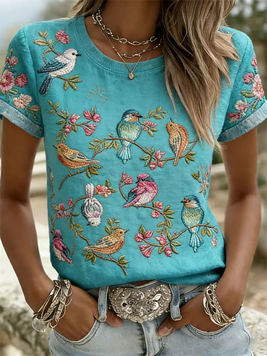 Kvinnors blomsterkonst Skriv ut T-shirt