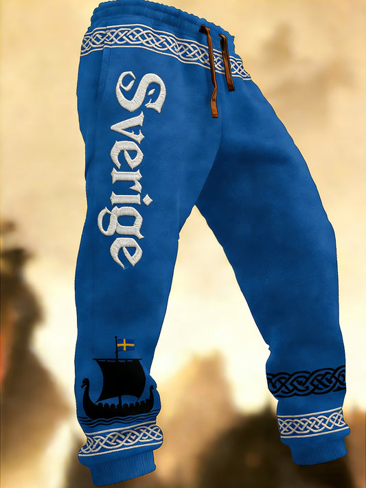 Menn Retro Viking Svensk flaggbrikke Uformelle Bukser