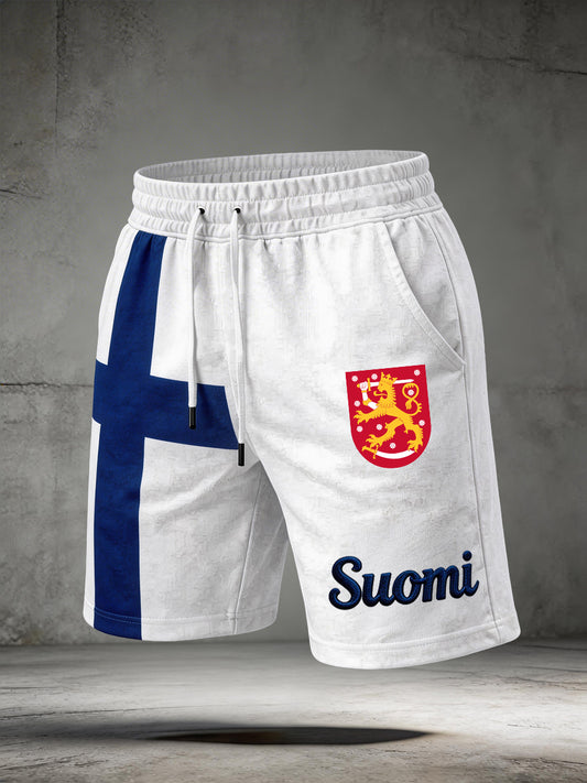 Mäns finska Inspirerade Print Shorts