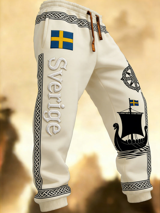 Herr Retro Viking Svensk Flagg Merke Hytte