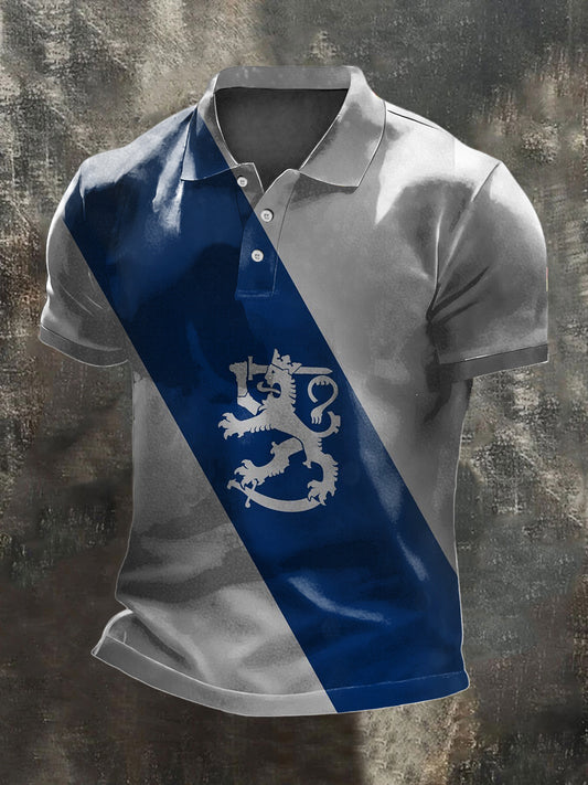 Herre lys blå Finska Emblem Strip Polo-genser