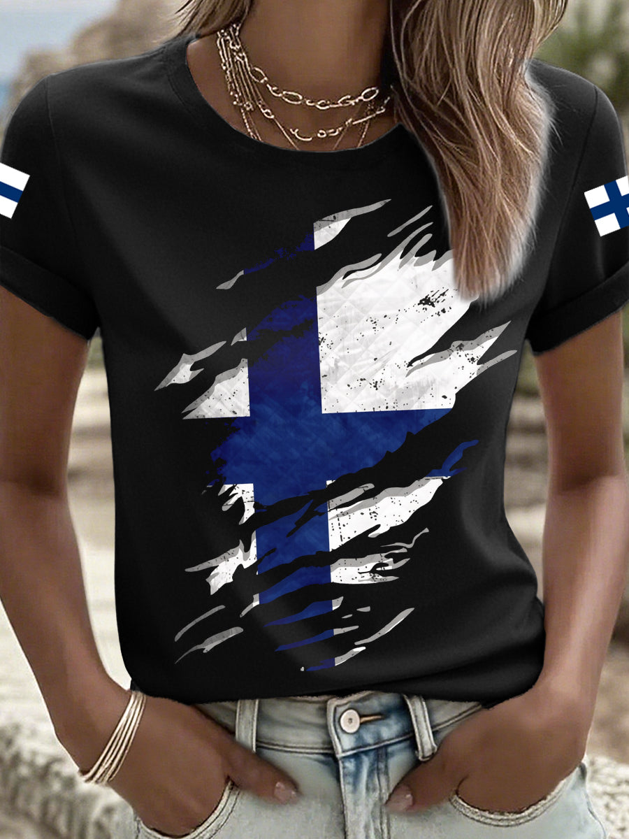 Kvinnors Finland Inspirerad Tryck T-shirt