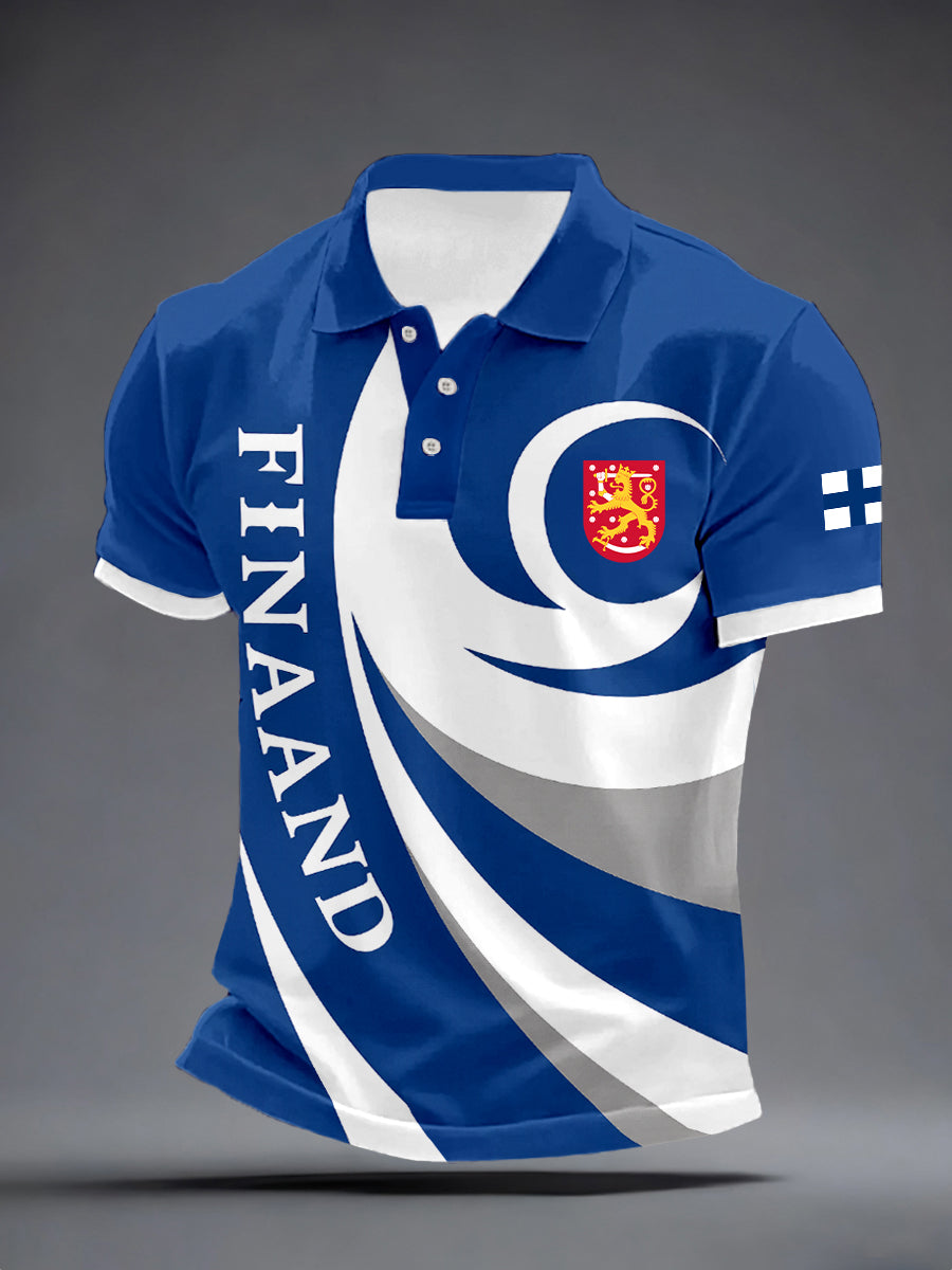 Mäns Finland Inspirerat Print Polo tröj