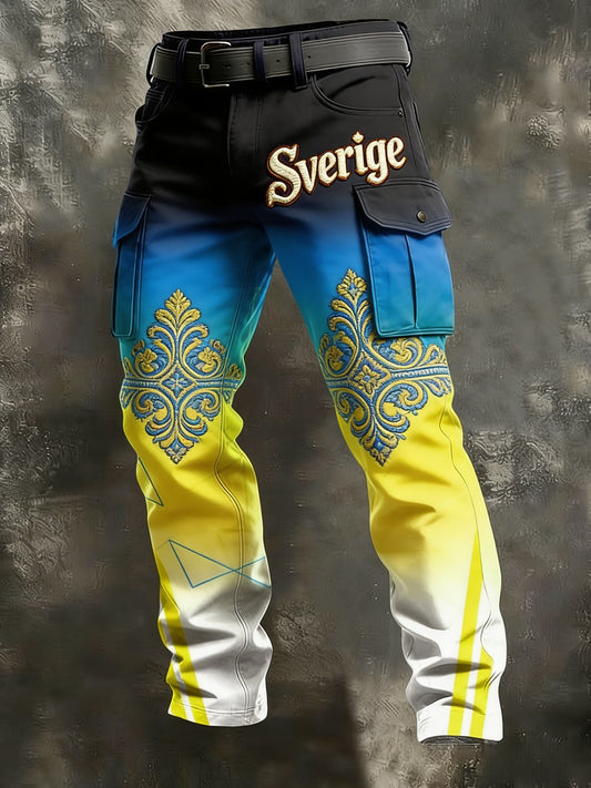 Herre retro viking svensk flagg merke forretningsstil uformelle arbeidsbukser