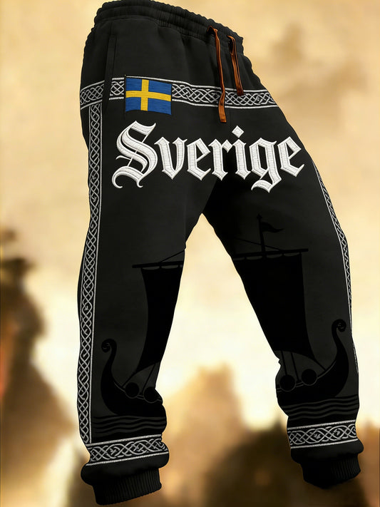 Menn Retro Viking Svensk flaggbrikke Uformelle Bukser