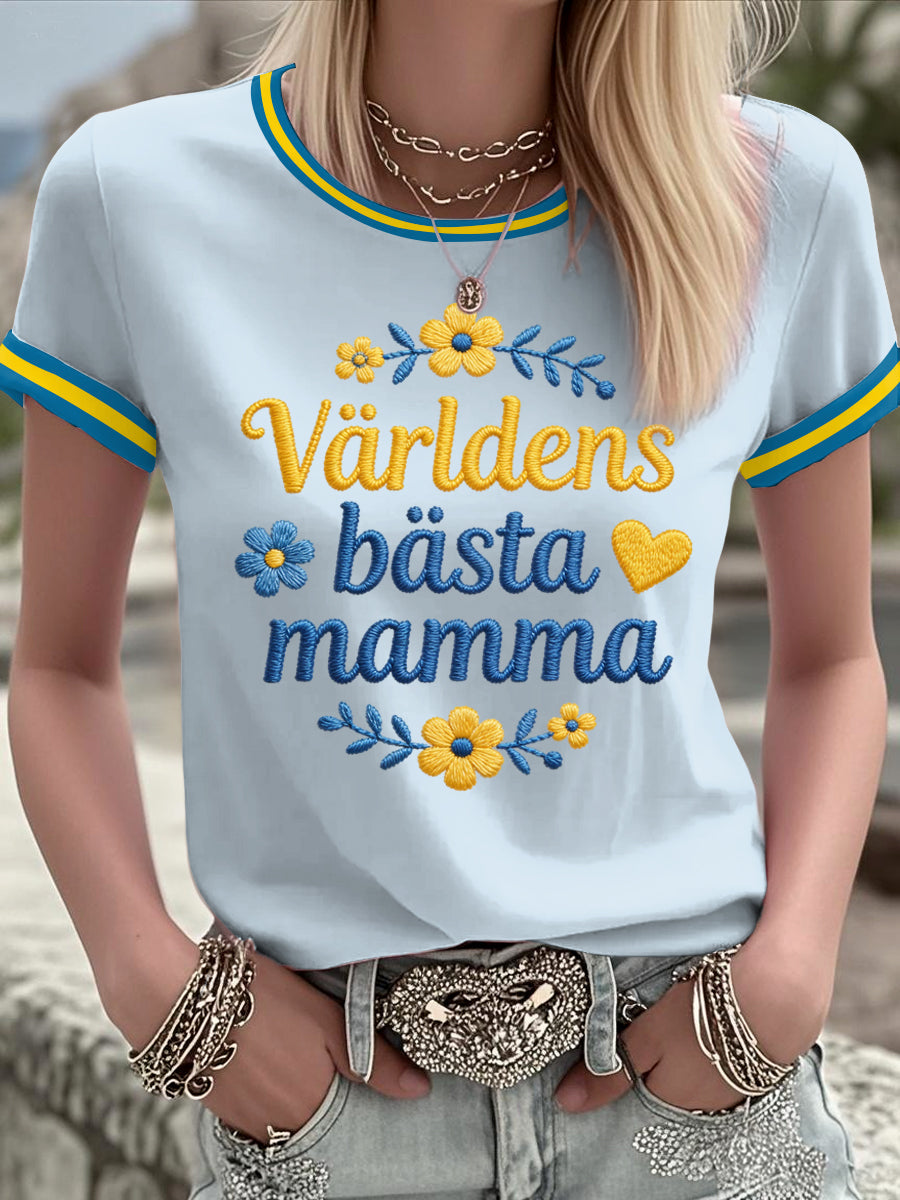 Kvinnors svenska morsdag Tryckt T-shirt