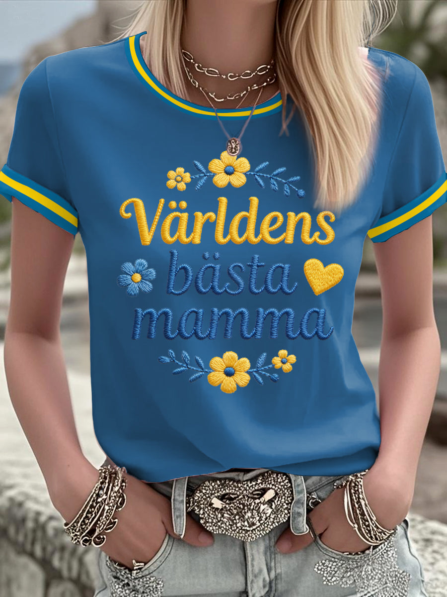 Kvinnors svenska morsdag Tryckt T-shirt