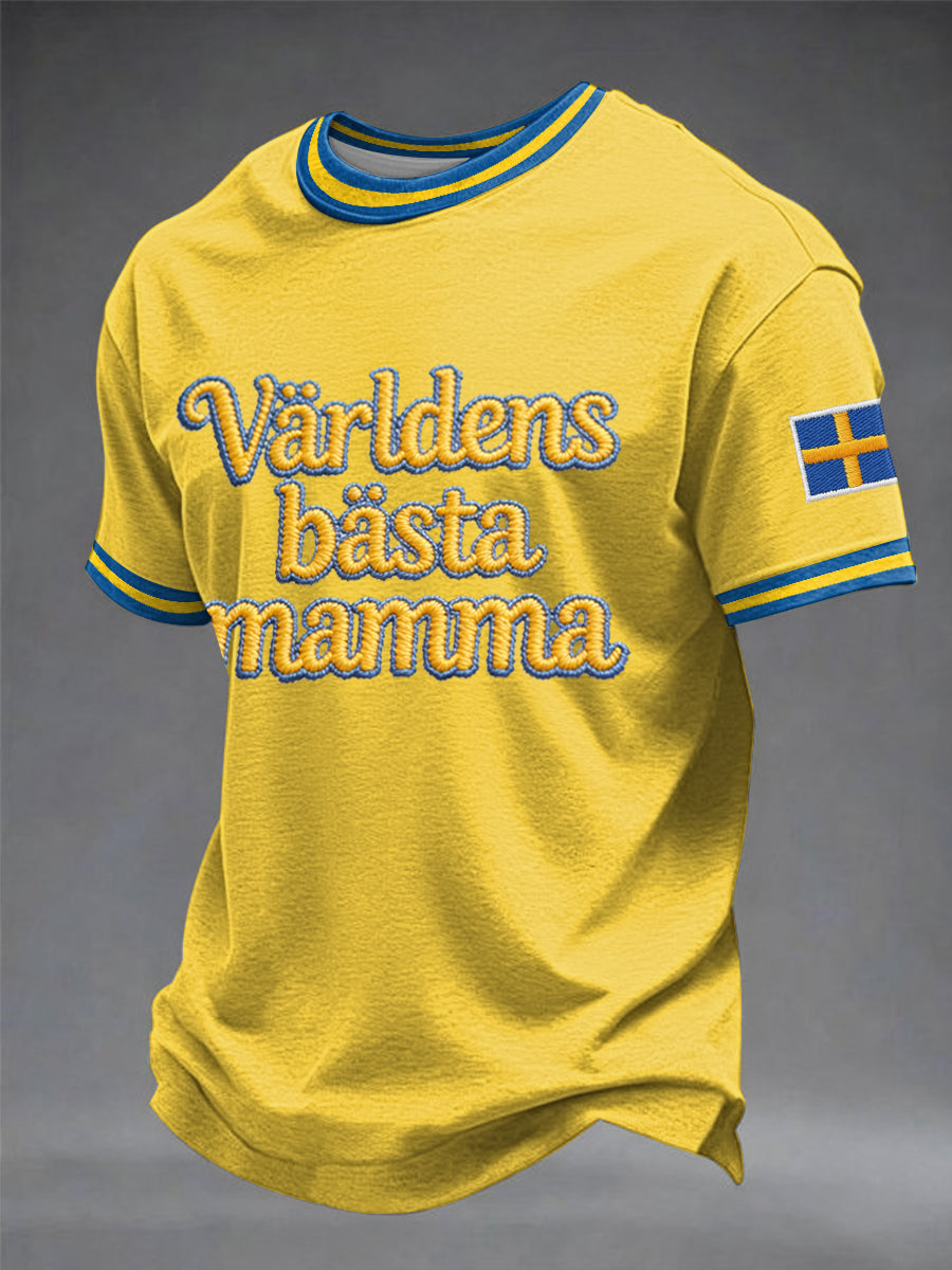 Mäns svenska morsdag Tryckt T-shirt