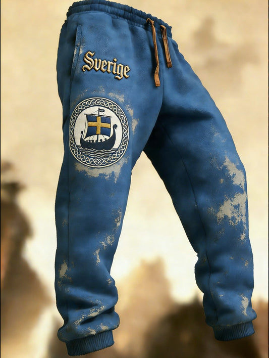 Herr Retro Viking Svensk Flagg Merke Hytte