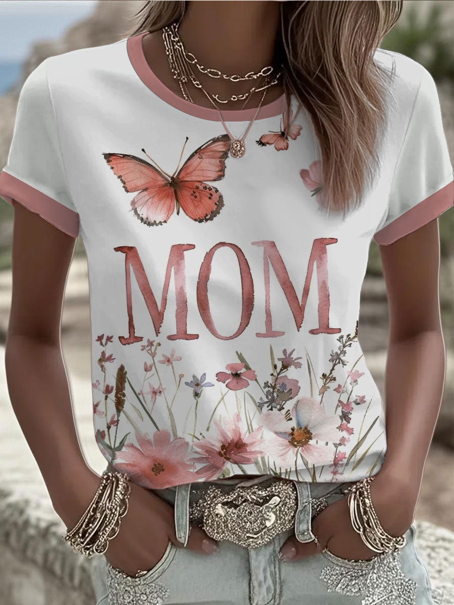 Kvinnors personaliserad MOM Tryckt kortärmad T-shirt