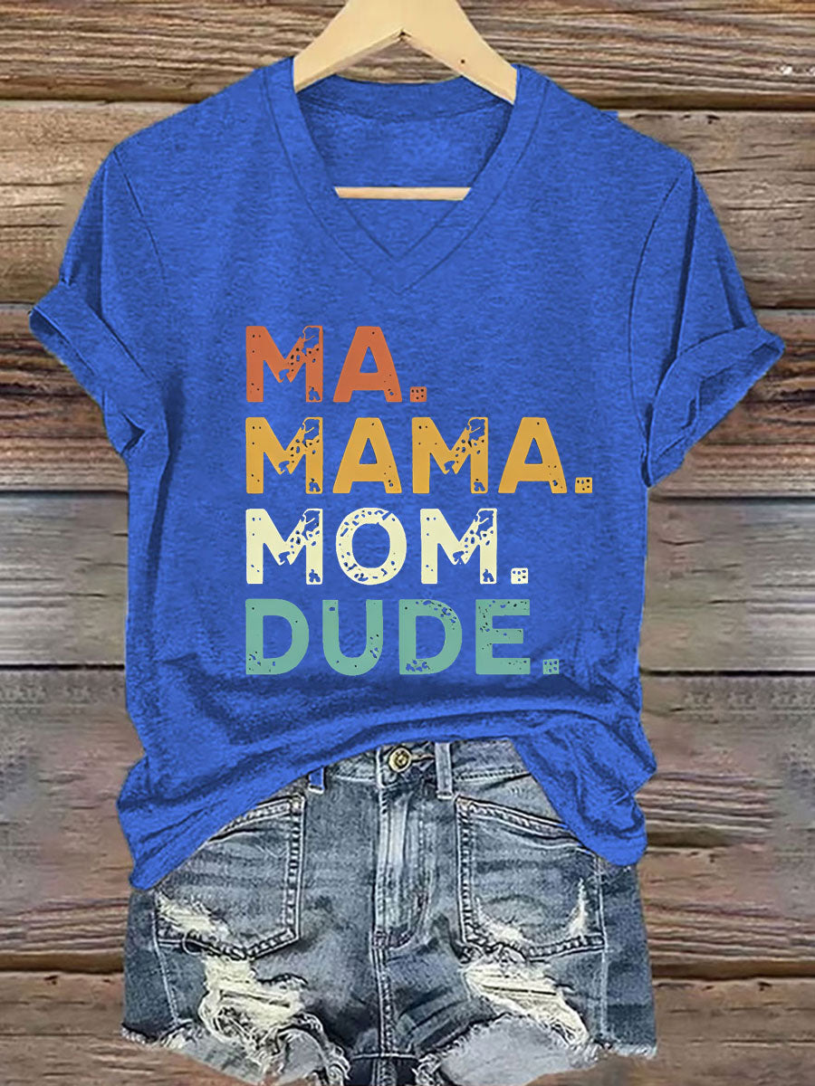Kvinnor mamma mamma Dude Järn på kort ärm T-shirt