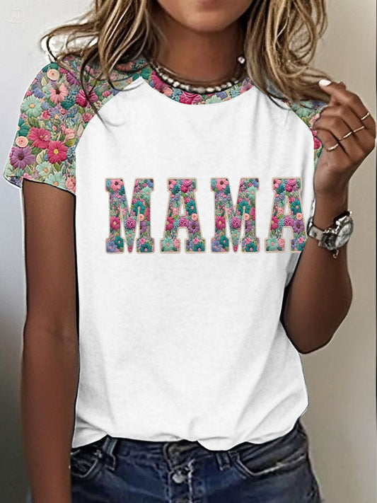 Kvinnors personaliserad Mama Tryck rund hals kort ärm T-shirt
