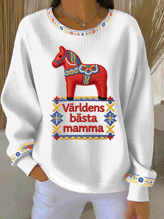 Kvinner svensk morsdag trykk uformell genser