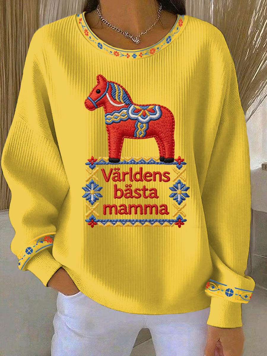 Kvinnors svenska morsdag Print Casual Sweatshirt