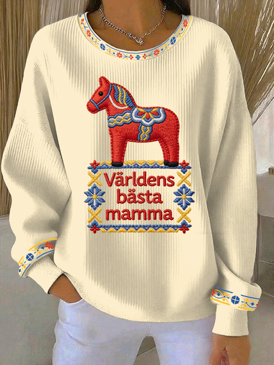 Kvinnors svenska morsdag Print Casual Sweatshirt