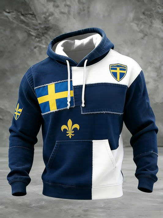 Retro viking svensk flaggmerke uformell langermet hettegenser