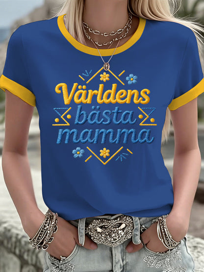 Damer Svensk Morsdag Tryckt T-shirt