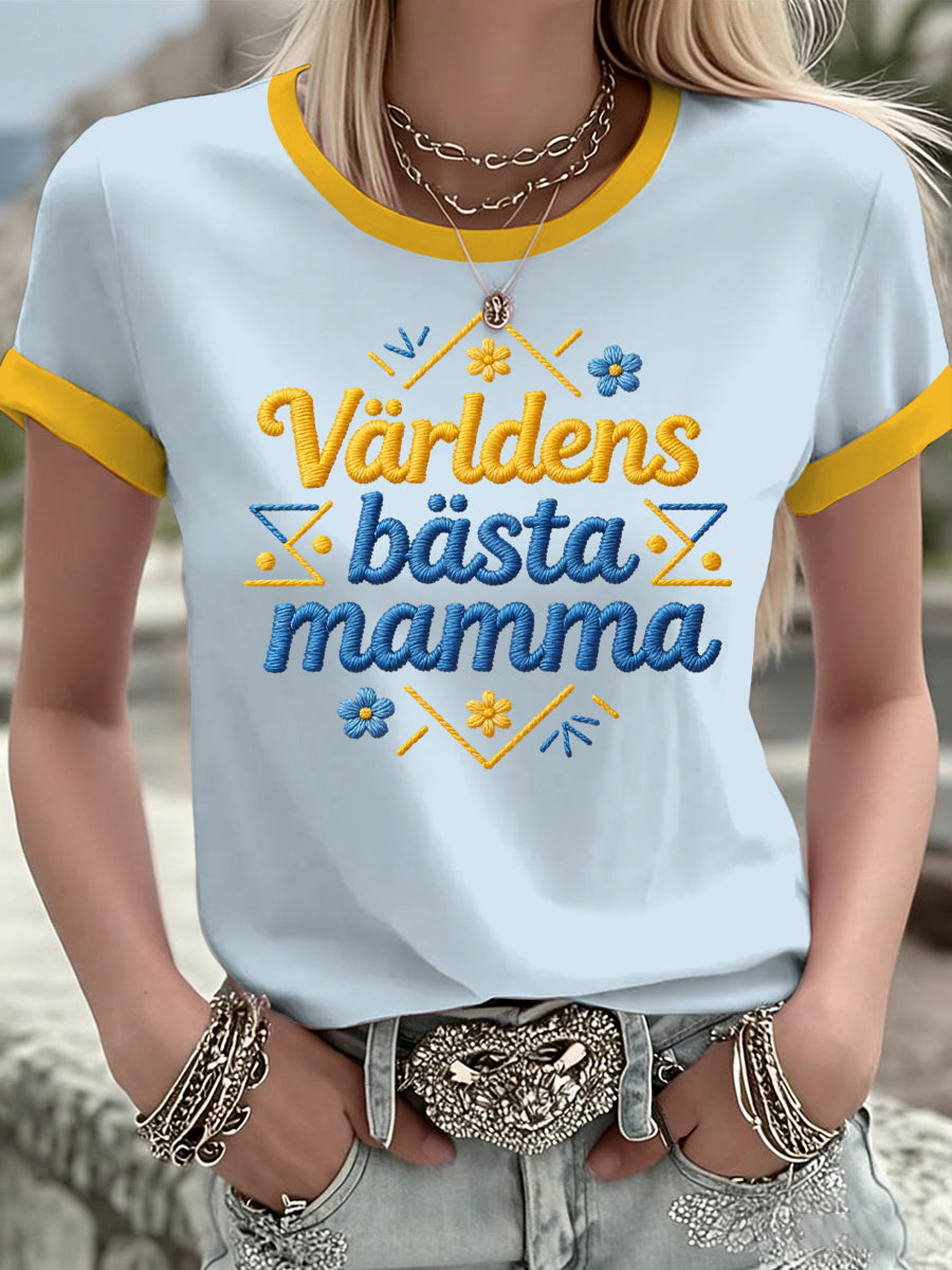 Damer Svensk Morsdag Tryckt T-shirt