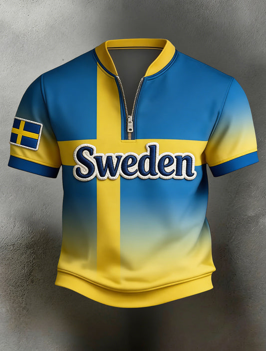 Herre svenske dyr Trykk Flagg Fargeskjema T-skjorte