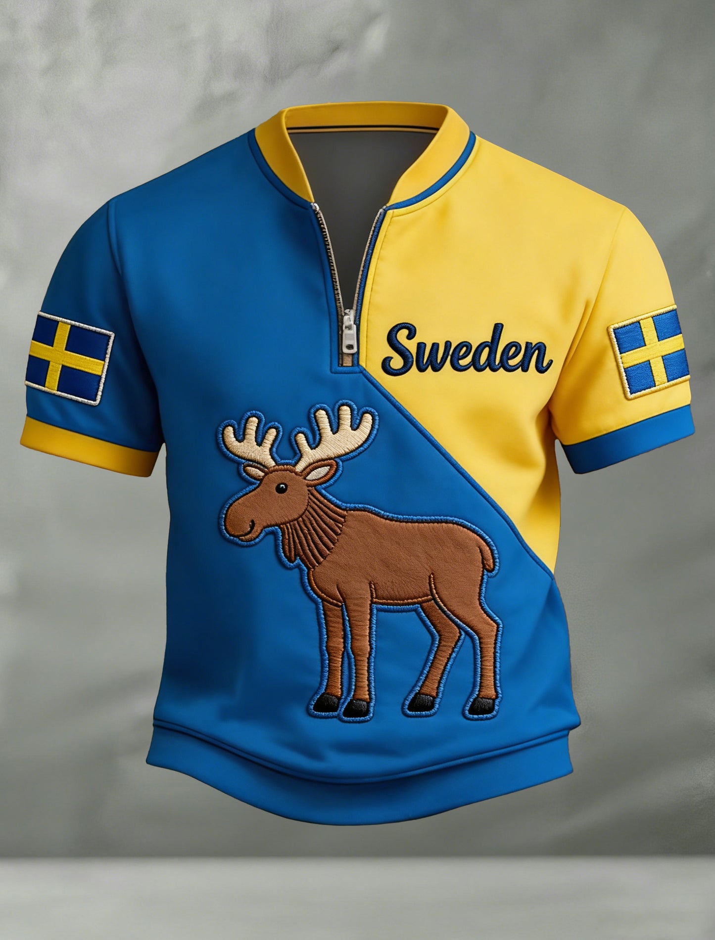 Mäns svenska djur Print Flag Färg Scheme T-Shirt
