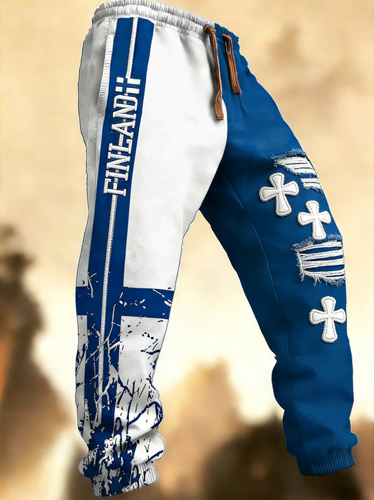 Menns Finland lappetrykk trykk uformelle sportsbukser